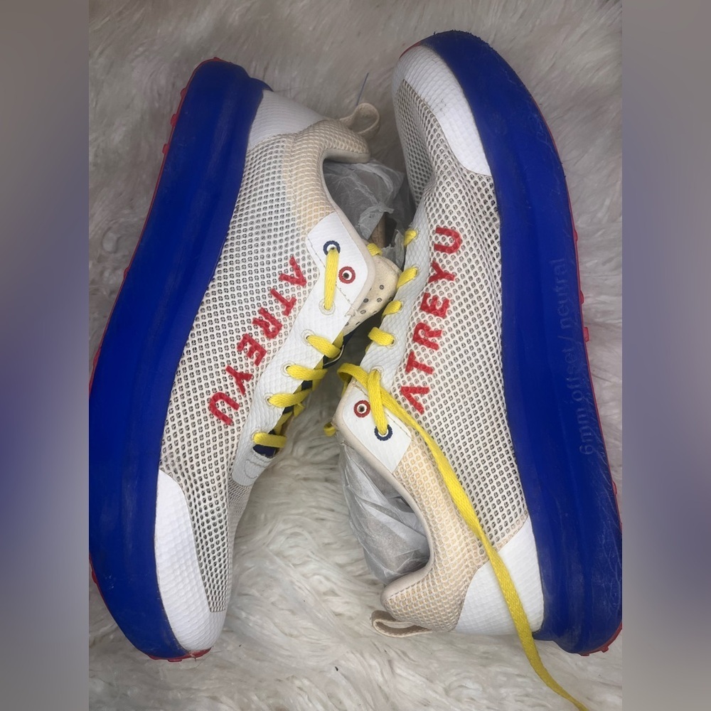 Atreyu Men's Athletic Shoes - White, Blue, and Yellow